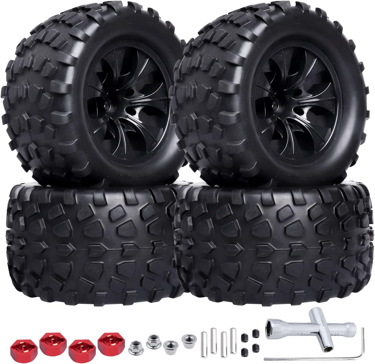 Pre-Glued 2.8 RC Monster Truck Tires and Wheels for 1/10 Arrma Granite Voltage MEGA 2WD 1/10 Granite 4X4 V3 3S BLX Mounted, Set of 4