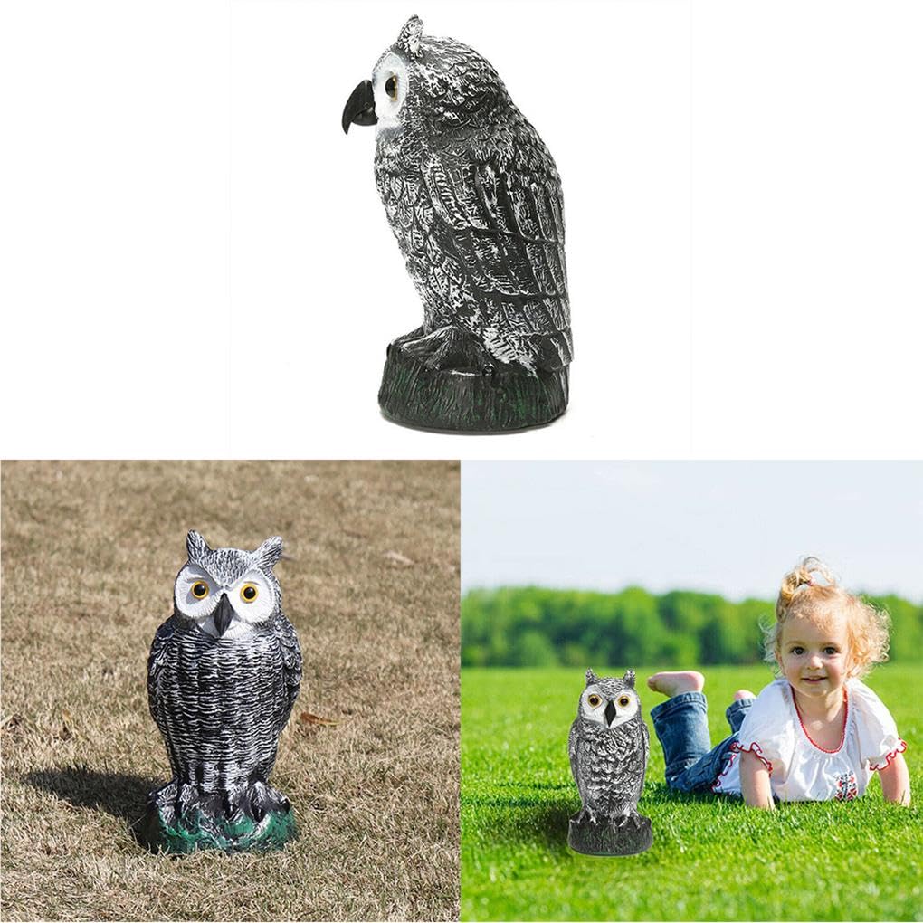 5 set grande gufo finto esca caccia deterrente uccello piccione gatto corvo testa dritta spaventapasseri giardino patio controllo parassiti ornamenti