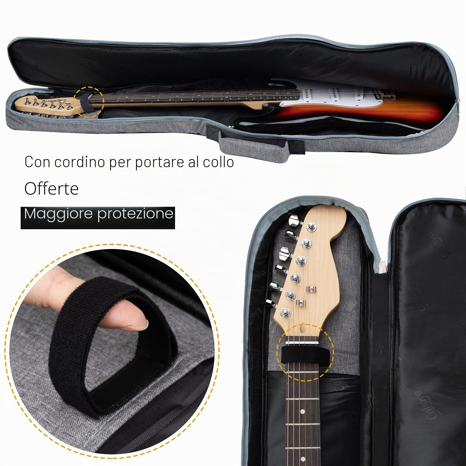 CAHAYA Custodia per chitarra elettrica, 6 mm, imbottita per chitarra elettrica, custodia morbida per chitarra, con tasca anteriore