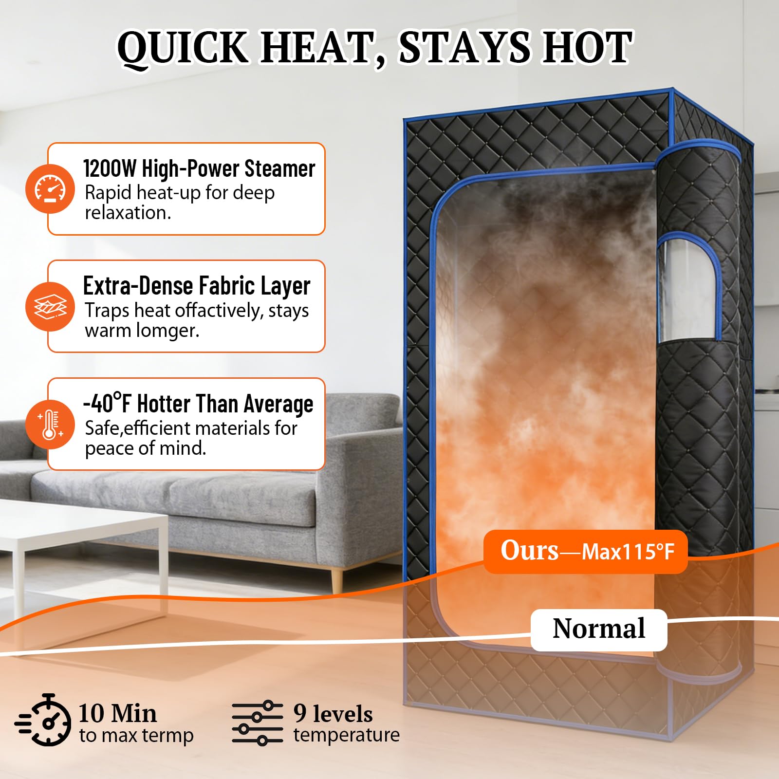 Sauna à Vapeur Portable, Sauna à Vapeur pour la Maison, Tente de Sauna Mobile, Cabine de Sauna Personnelle Pliable pour la Salle de Bain avec Générateur de Vapeur 3L, Sauna Portable avec Télécommande