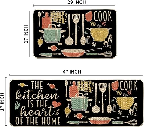 Miniatura 10 de Artoid Mode The Kitchen is The Heart of The Home - Juego de 2 tapetes de cocina de temporada tapetes de perfil bajo para fiestas de vacaciones para
