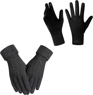 Achiou 2 Pairs Winter Women Gloves