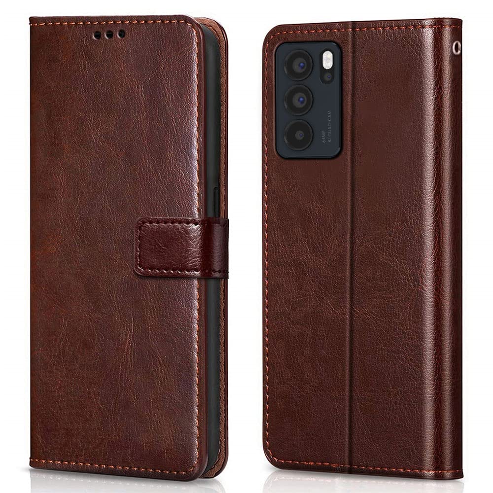 WOW IMAGINE Shock Proof Flip Cover Back Case Cover for Oppo Reno 6 Pro 5G (Flexible | Leather Finish | Card Pockets Wallet & Stand | Chestnut Brown) (B09L545PCH) Amazon Price History, Amazon Price Tracker