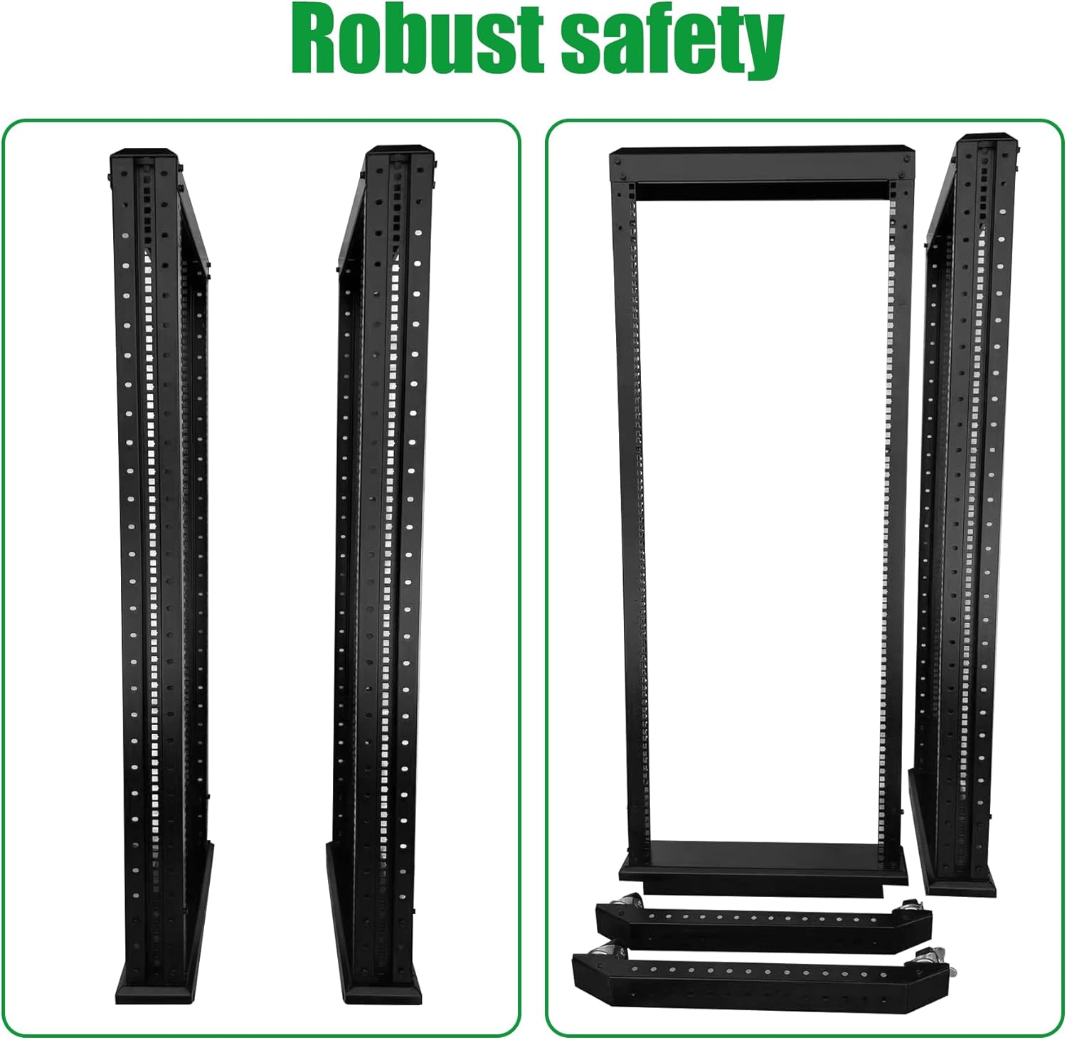 15U Server Rack/4-Post 19in Network Rack/Open Frame Rack with Wheels, Heavy-Duty Frame Cabinet/Adjustable Depth 24-22in GLOBALRACK(4POST-800-15U)