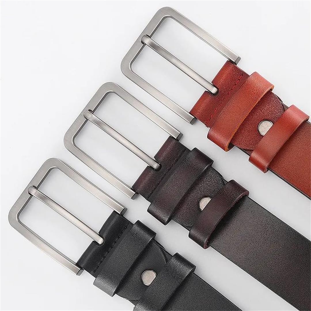 Yeuyyben Cinturón de piel auténtica para hombre con hebilla de pin, casual, para negocios, jeans