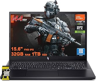 acer Nitro V 15 Gaming Laptop 15.6" FHD IPS 144Hz AMD 6-core Ryzen 5 7535HS 32GB RAM 1TB SSD GeForce RTX 4050 Backlit USB-C Win11Pro w/ICP Accessory
