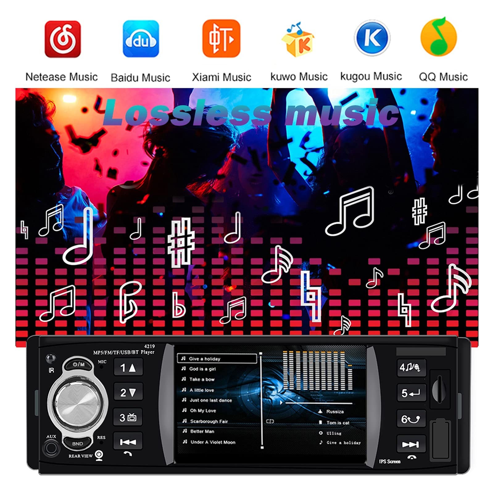 Adapter audio Bluetooth. 1 DIN 4.1 cal radia samochodowa Bluetooth 4.2 Zdalny wielokolorowy oświetlenie wideo audio MP5. Gracz TF USB. Szybkie ładowanie audio samochodu