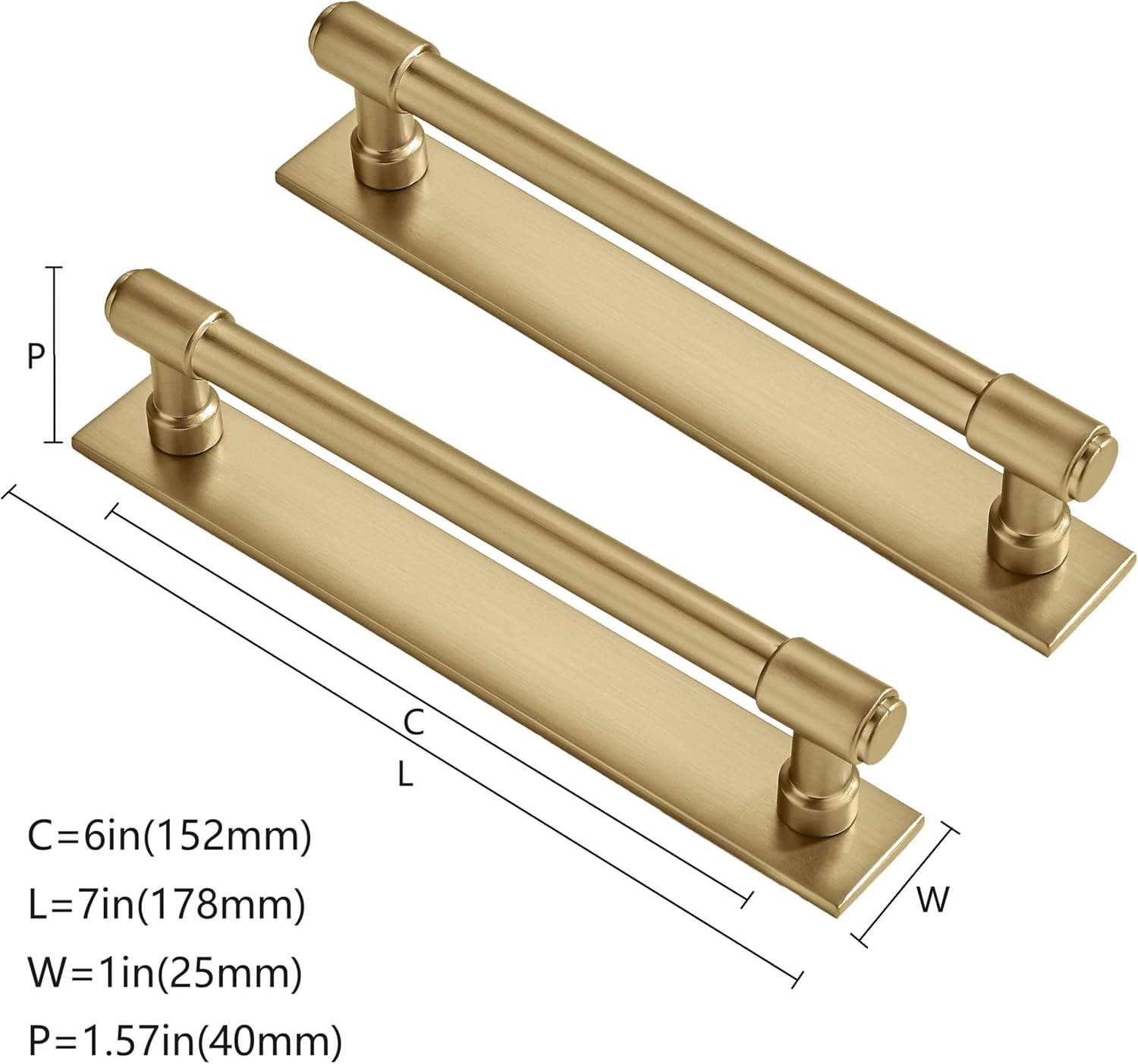 khtumeware 5 Pack 6 Inch（152 mm Center to Center Brushed Gold Cabinet Pull Backplate with Base Plate Zinc Solid Brushed Brass Kitchen Cabinet Handles Drawer Pulls Cabinet Hardware