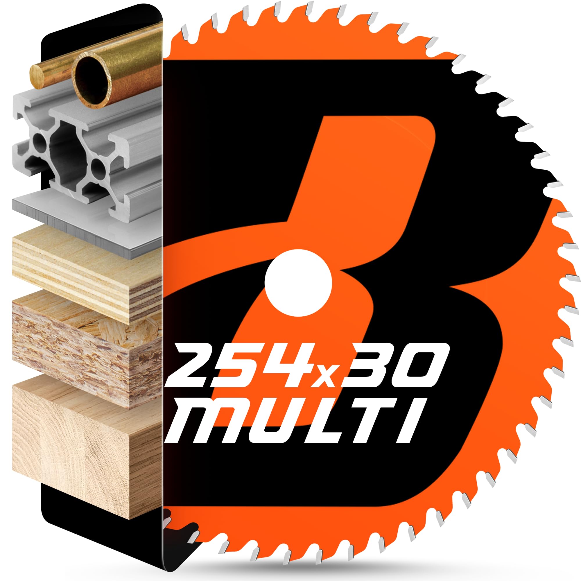 BAUBECK Sägeblatt 254x30 - Multi Material Feinschnitt - Kreissägeblatt 254 x 30 für Holz, Aluminium, Metall uvm. - Sägeblatt 254 kompatibel mit Bosch GTS 10, Bosch PTS 10, Metabo KGS 254 uvm.