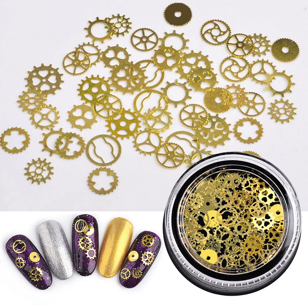 Nail Art Hollow Gold Studs 3D Metal Computer Chip Rivets Christmas Decoration Mixed Shape 3Boxes (3Boxes Metal Studs)