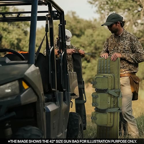 Miniatura 3 de Madog - Bolsa doble para rifle de 47 pulgadas, funda suave para pistola táctica larga y portátil, para disparar, caza, transporte, verde oliva