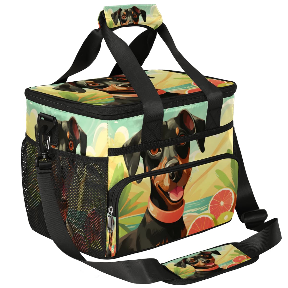 Animal Dog Insulated Picnic Backpack Lunch Box for Women Men Picnic Basket Tote Lunch Bag Picnic Bag Portable Lunch Bags for Picnic, Beach, Work, Trip,Office, Camp Miniature Pinscher