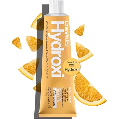 Davids Hydroxi Fluoride Free Nano Hydroxyapatite Toothpaste for Enamel Health & Whitening, Antiplaque, SLS Free, Kid Friendly Orange Vanilla Flavor, 4 oz, Made in USA