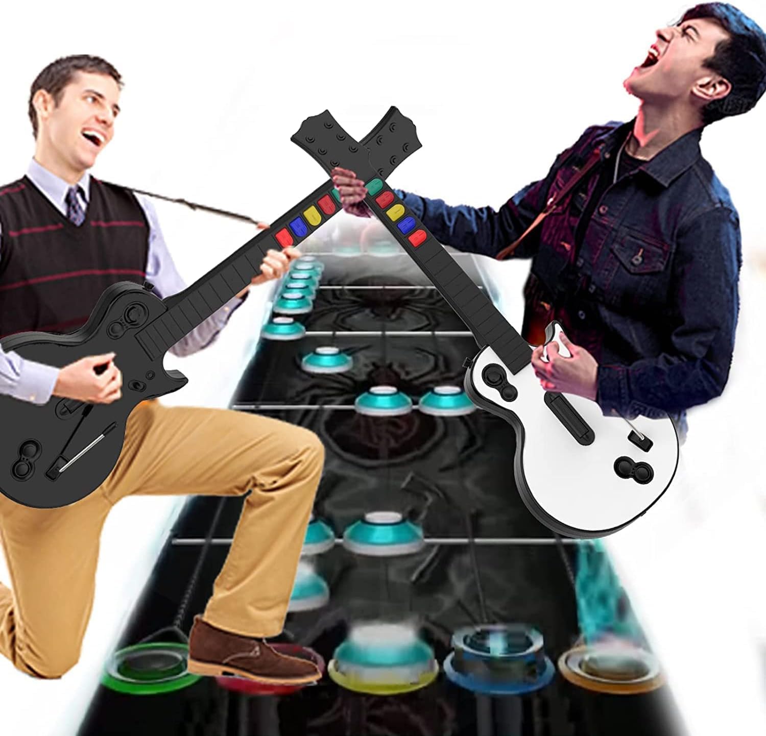 Guitar Hero Gitarren Controller für PC PS3 mit Riemen 5 Tasten Weiß
