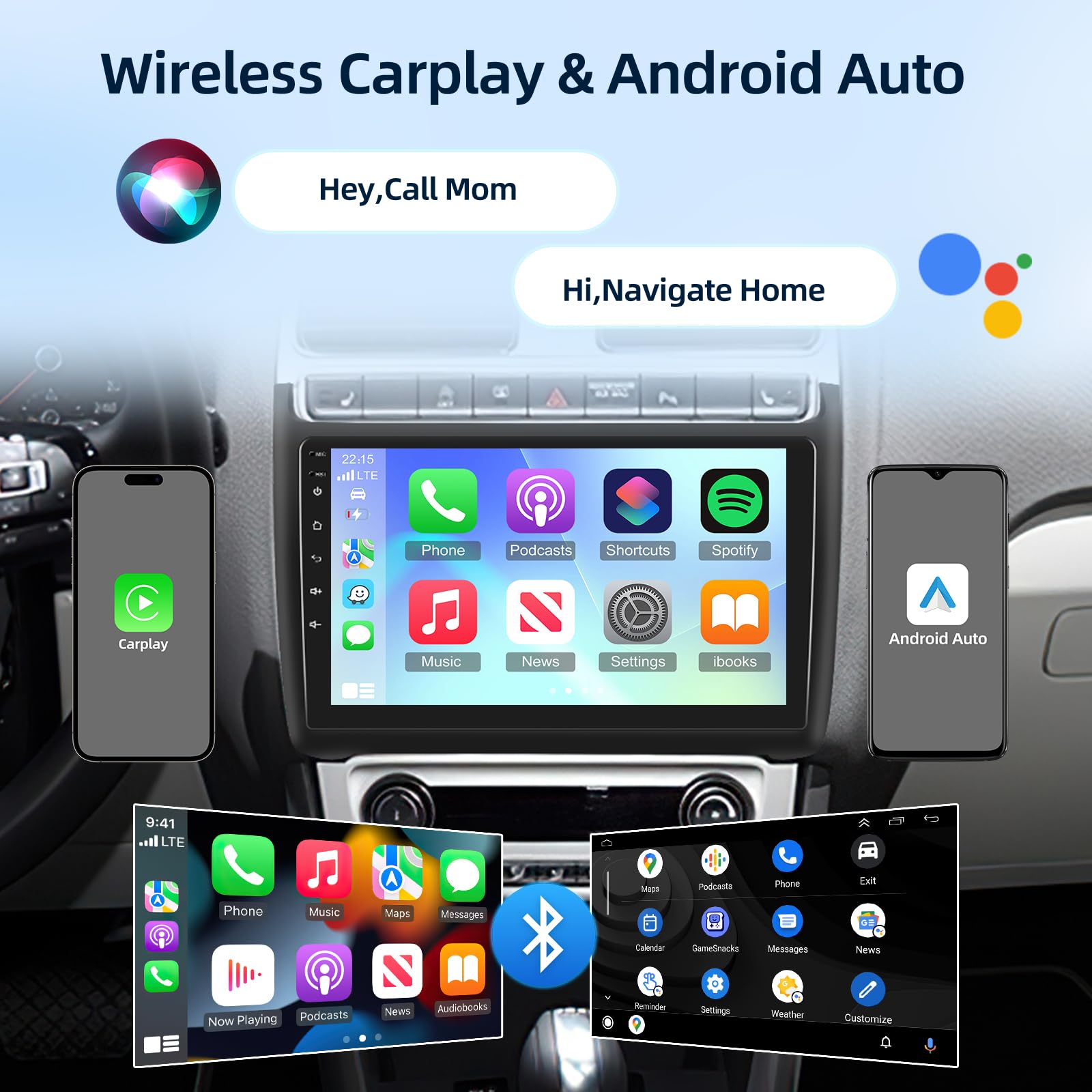 4G+64G Autoradio pour VW Volkswagen Polo 2008-2020 + Carpla & Android Auto | Android Écran Tactile IPS 9 Pouces avec GPS, WiFi, 32EQ, Bluetooth 5.0, Radio FM/RDS, Carplay & Android Auto Sans Fil