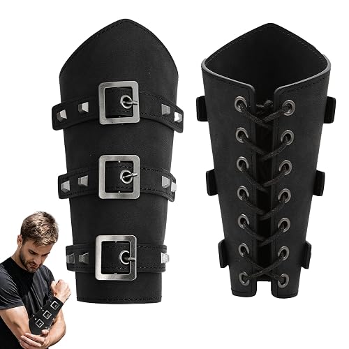 CHUANFU 2 Piezas Brazaletes Vikingos Punk de Hecho, Brazales Retro Armadura