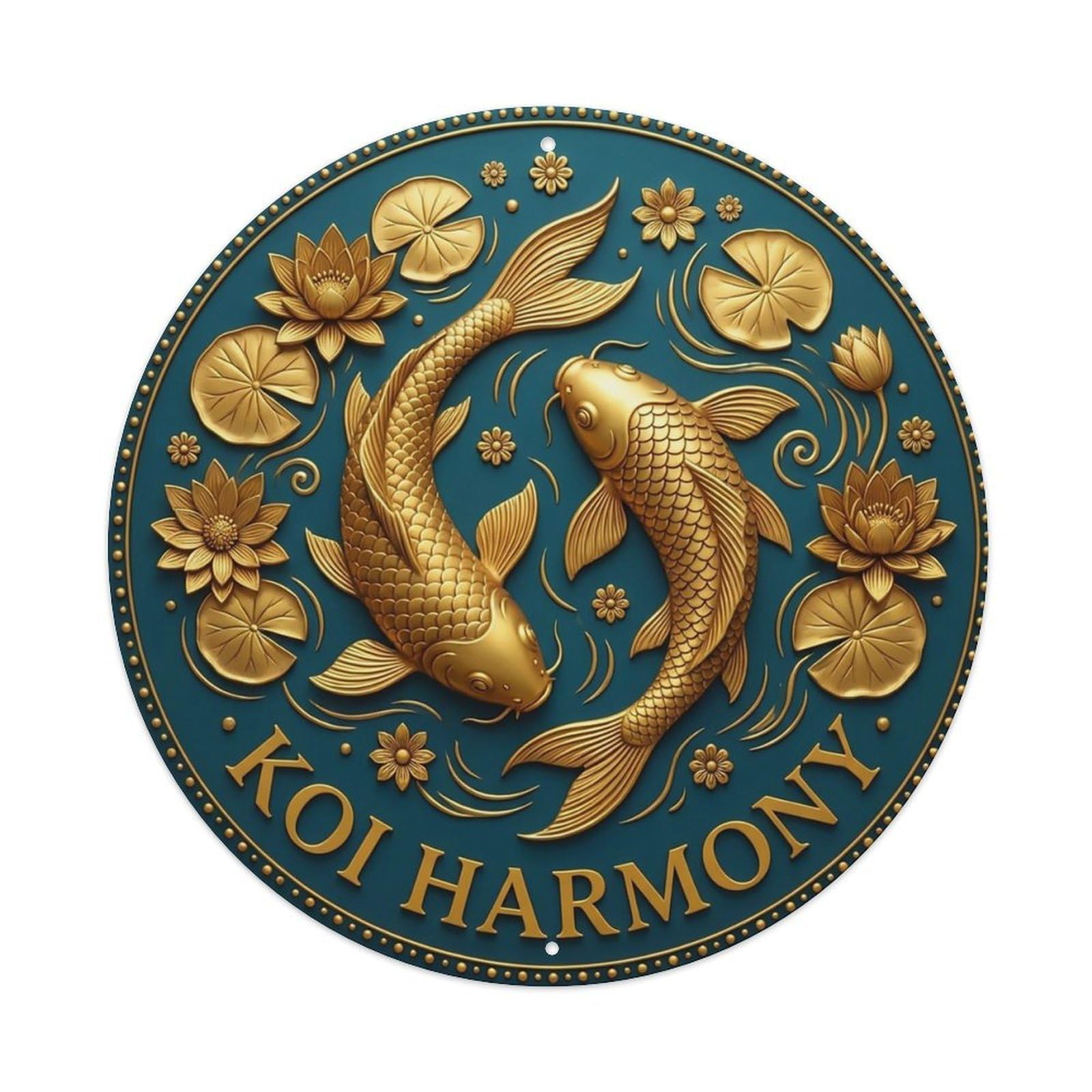 Vintage Koi Harmony Flower Zen Yoga Metal Tin Sign
