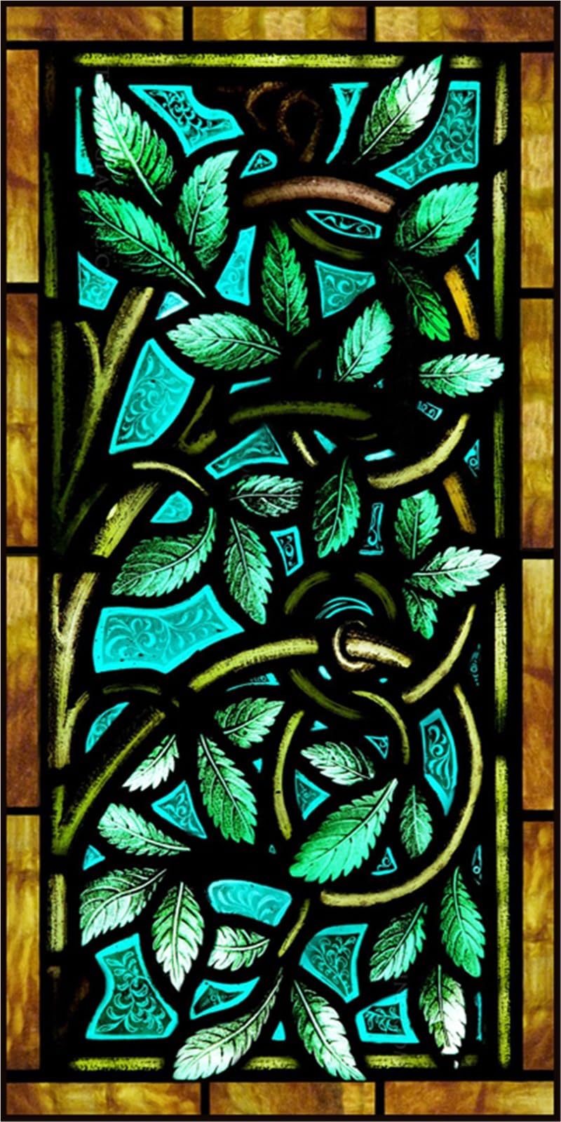 Stained Glass Window Film,Frosted Privacy, Static Cling,Vintage Colorful Stickers for Glass Windows(Color 5,40X80cm)