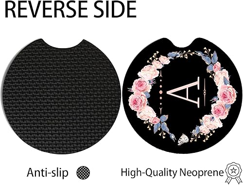 Vista 3 de 2 posavasos de neopreno universales absorbentes con muesca para dedos, accesorios de automóvil para interiores de mujeres y hombres, 2.75 pulgadas