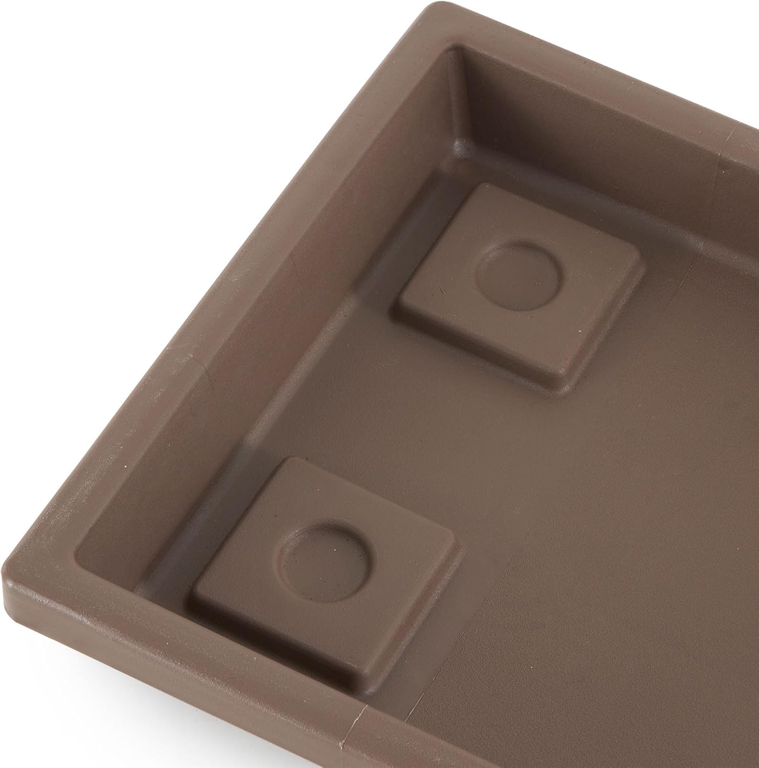 The HC Companies Akro Mils Farmhouse Venetian 24 Inch Rectangular Plastic Ridged Flower Box Plant Saucer Drip Tray, Chocolate (4 Pack)