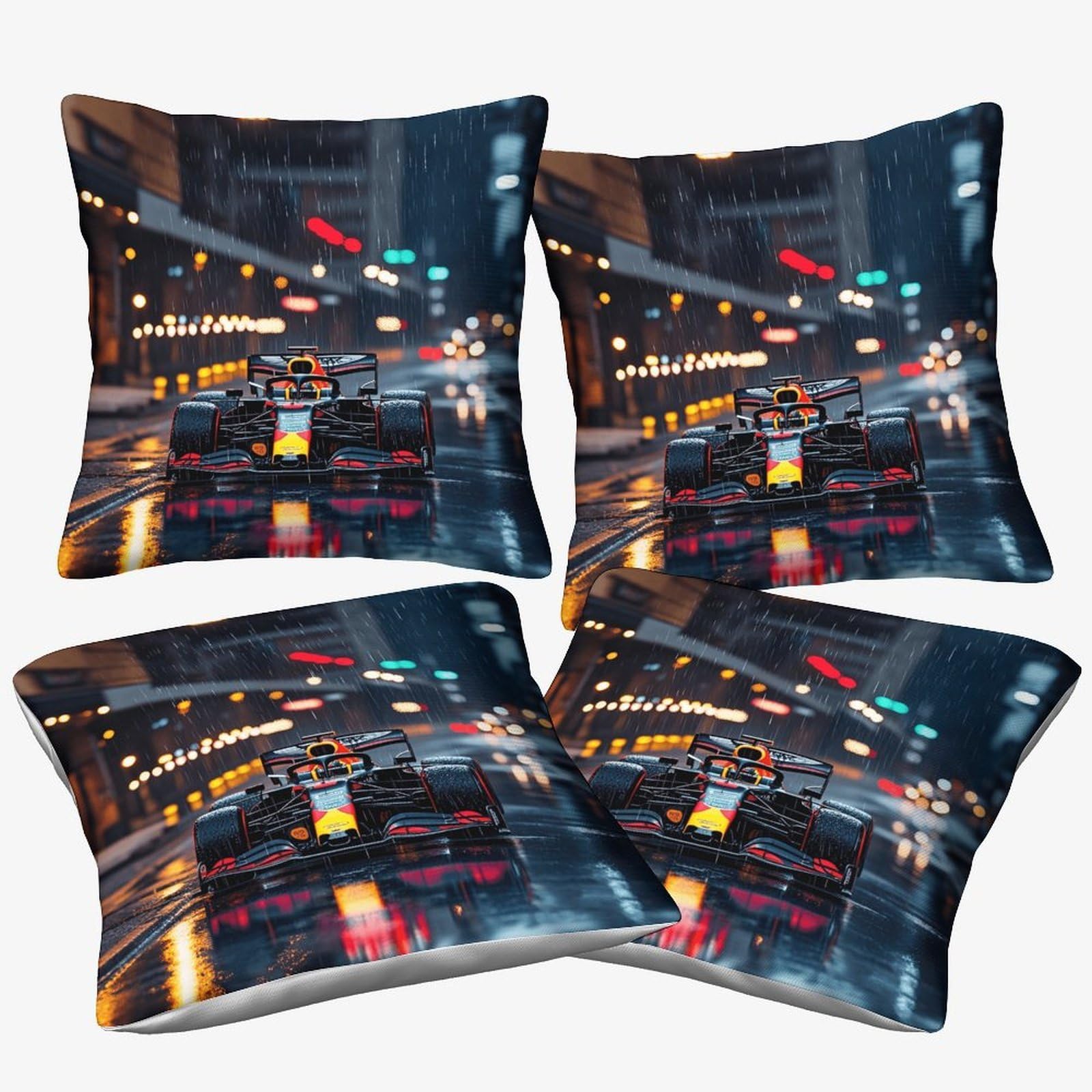 Dafufbw Formulaa Racing-6 40X40cm, 4Pcs Throw Pillow Covers Formulaa Racing - No Insert I Racing Car Microfiber Square Cushion Covers I Machine Washable | Indoor Use Only