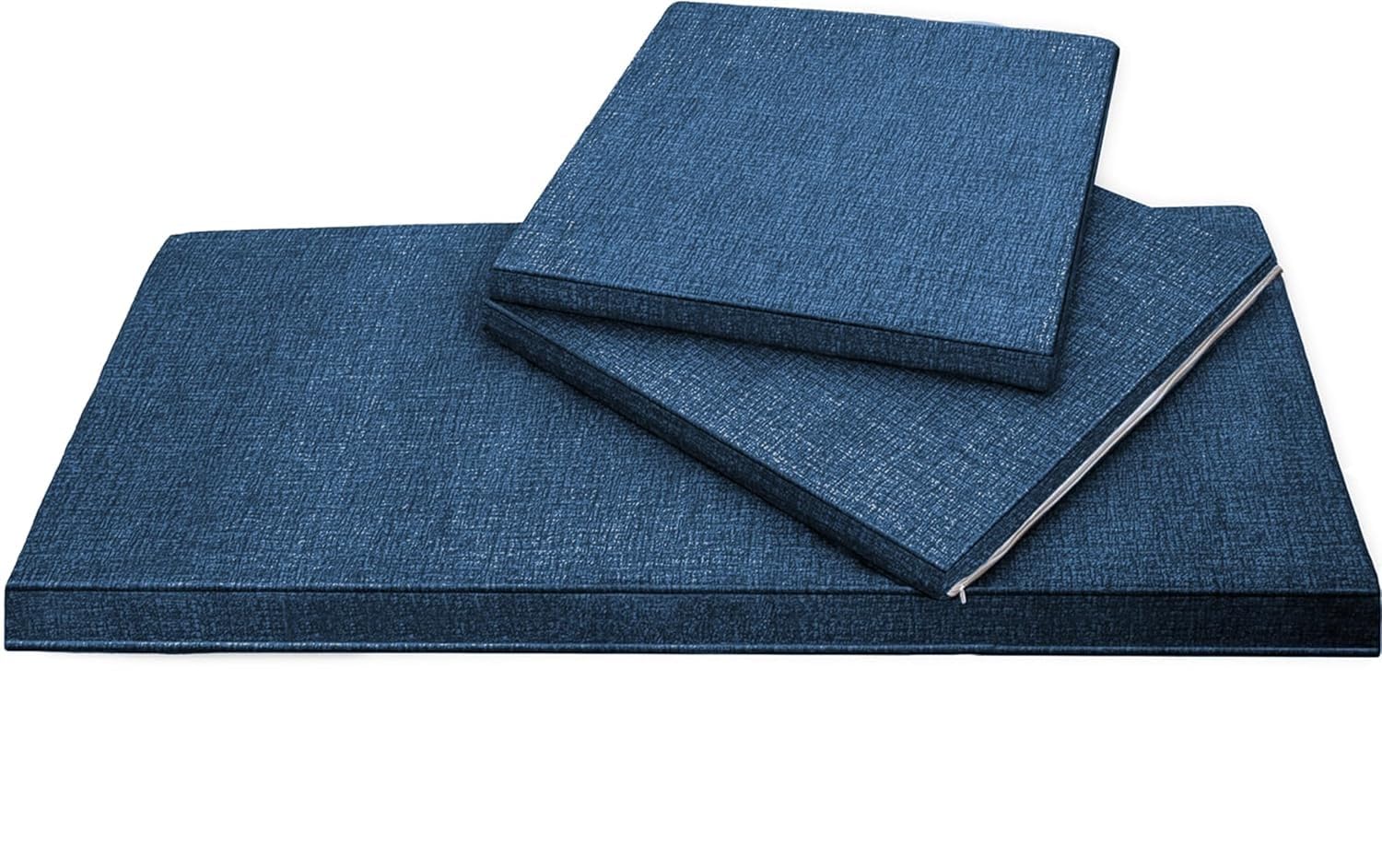 Coussins d'extérieur Premium 110 x 52 cm et 50 x 52 cm pour Ensembles de Jardin, Fabriqués en Italie (Bleu)