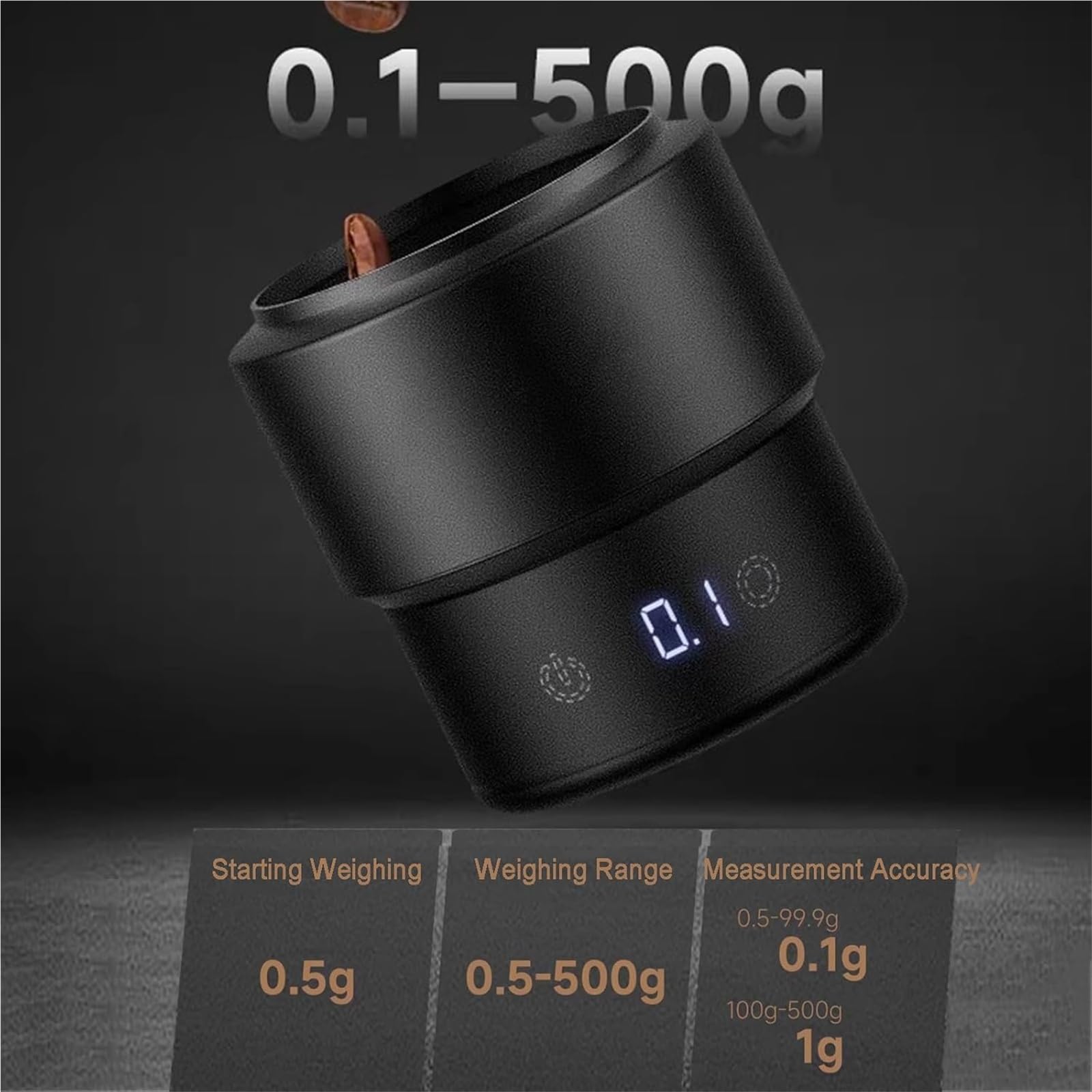 Taza Dosificadora De Café Con Báscula, Herramienta De Ponderación De Espresso, Con Pantalla Táctil LED, Precisión 0,5-99,9 G/0,1 G; 100-500g/1g, For Accesorios Dosificación