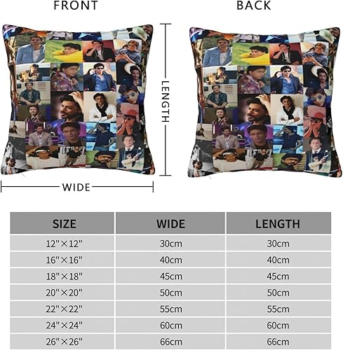 Miniatura 3 de Shah Rukh Khan Collage - Fundas de almohada cuadradas con estampado gráfico para dormitorio, sofá, sala de estar, 16 x 16 pulgadas