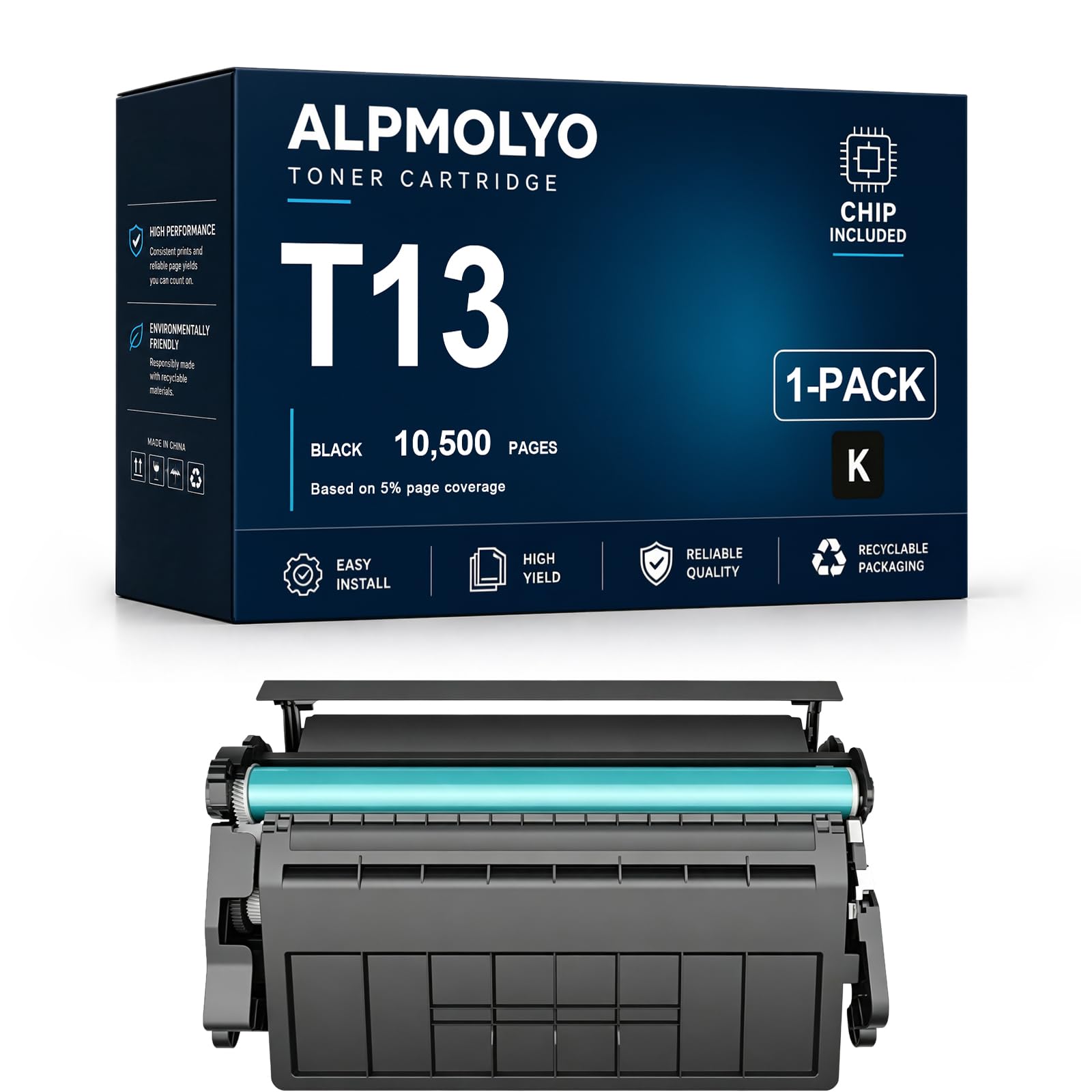 T13 Reemplazo de Cartucho de tóner de Alto Rendimiento para T13, Compatible con Canon i-SENSYS X1440i1440iF 1440P 1440Pr, Negro con Chip ,1 Pack