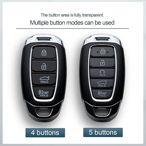 Miniatura 5 de Funda para llavero de automóvil compatible con funda para llave de Hyundai, protector plateado