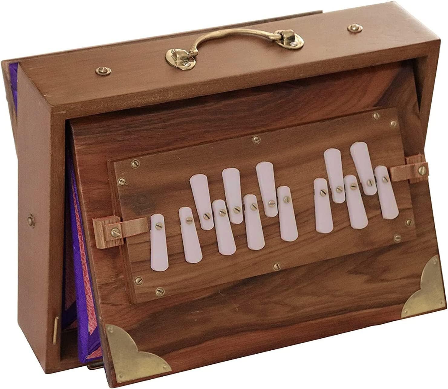 Shruti Box Shruti Boîte en bois de teck pur 38,1 cm pour chant de yoga accordé à 432 Hz avec sac de transport