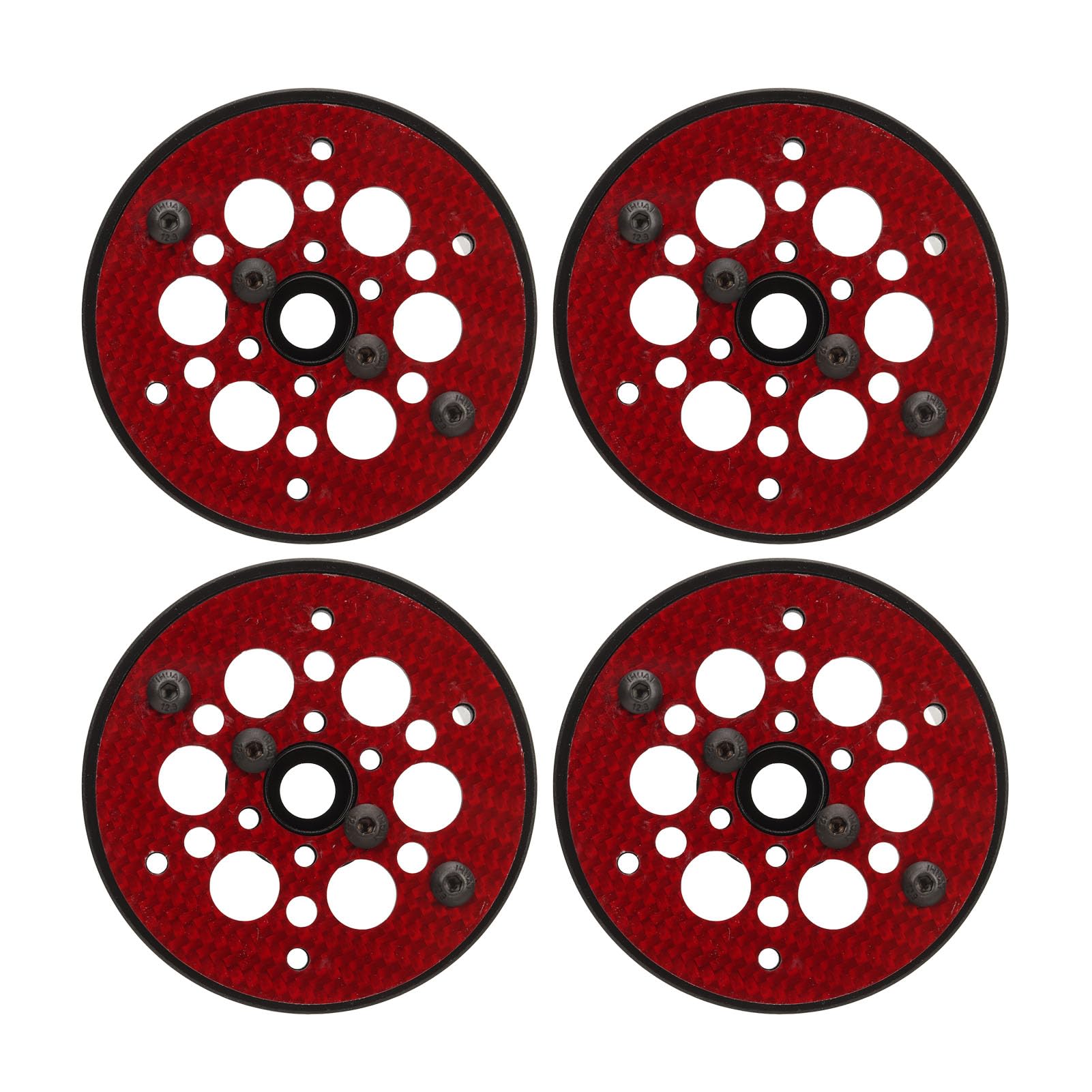 Chrees Cerchi leggeri in fibra di carbonio RC, 4 cerchi in alluminio da 1,9 pollici per auto RC 1/10 con centro in nylon, compatibili SCX10 RR10 (rosso)
