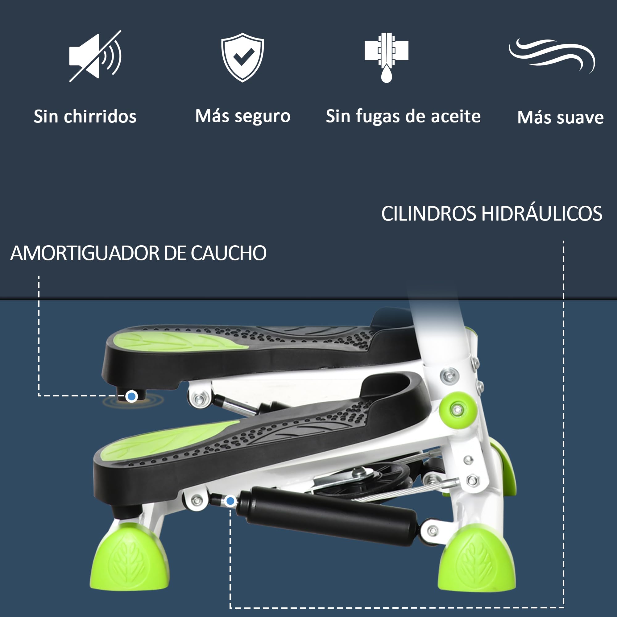 HOMCOM Máquina de Step Stepper Fitness en Casa para Escaleras con Pantalla LCD Manillar y Pedales Antideslizantes Equipo de Ejercicio para Gimnasio Oficina 55x44x108 cm