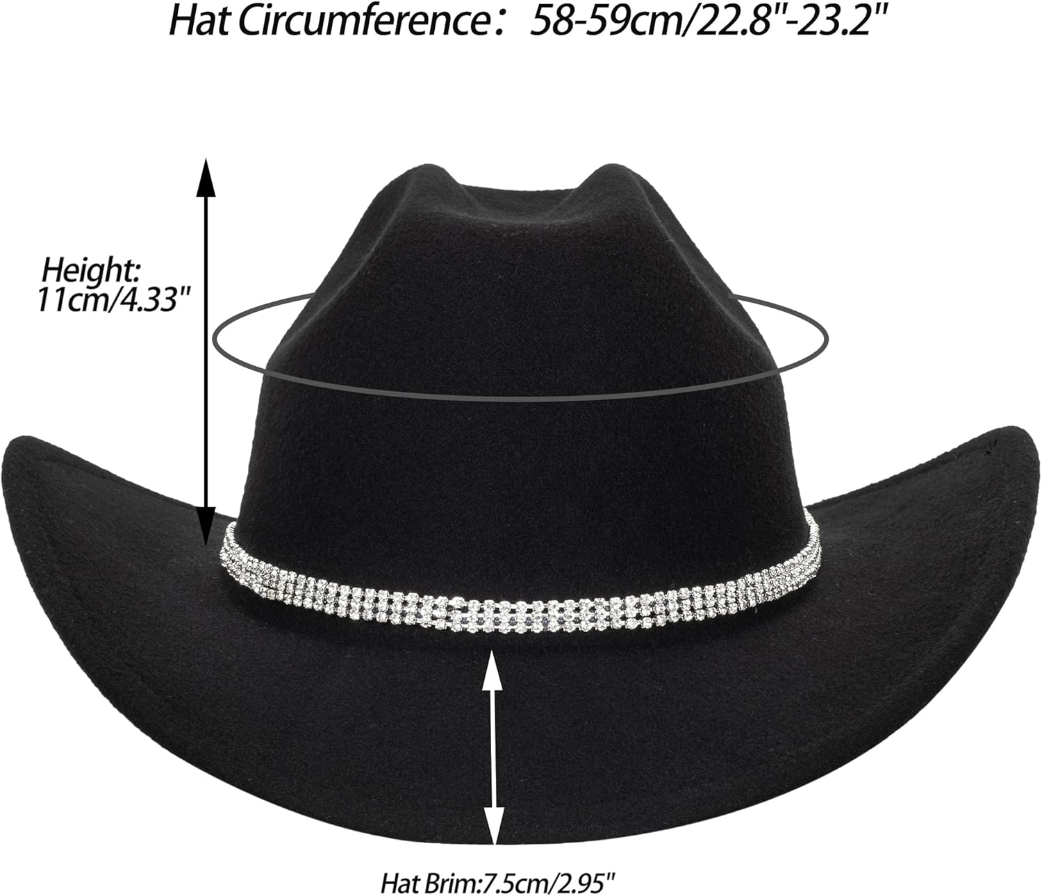 Classic Felt-Western-Cowboy-Cowgirl-Hats for Women-Men Fedora-Jazz-Hat with Band(Lagre) - Image 2
