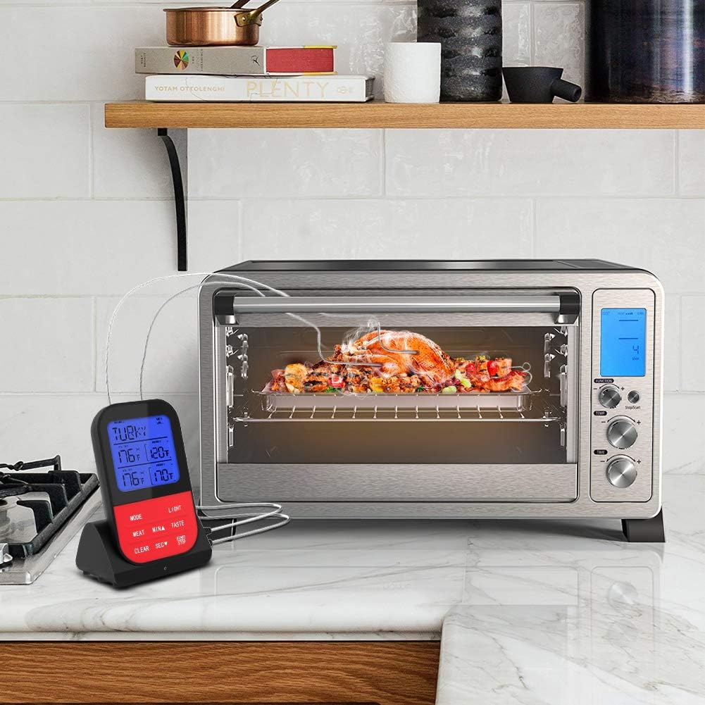 review Vakitar Wireless Thermometer 4 Probes Instant Read Waterproof Cooking Meat Temperature Meter Can Be Used for Oven, Barbecue, Smoking, Barbecue Stove