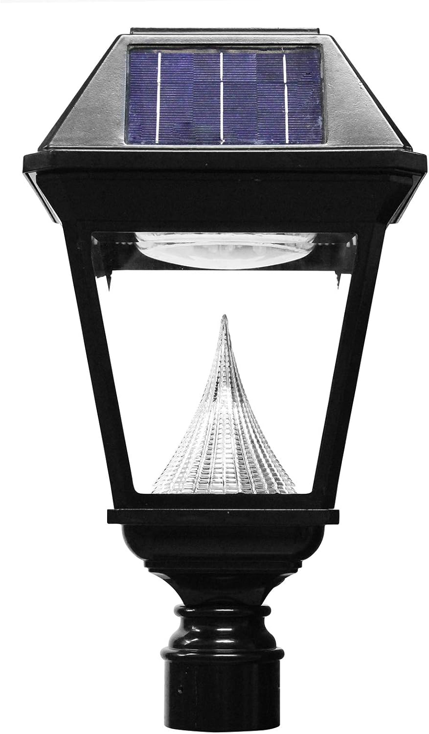 Gama Sonic Imperial II Single Head Solar Post Lamp, Outdoor LED, 3" Post Mount, Black (GS-97NF)