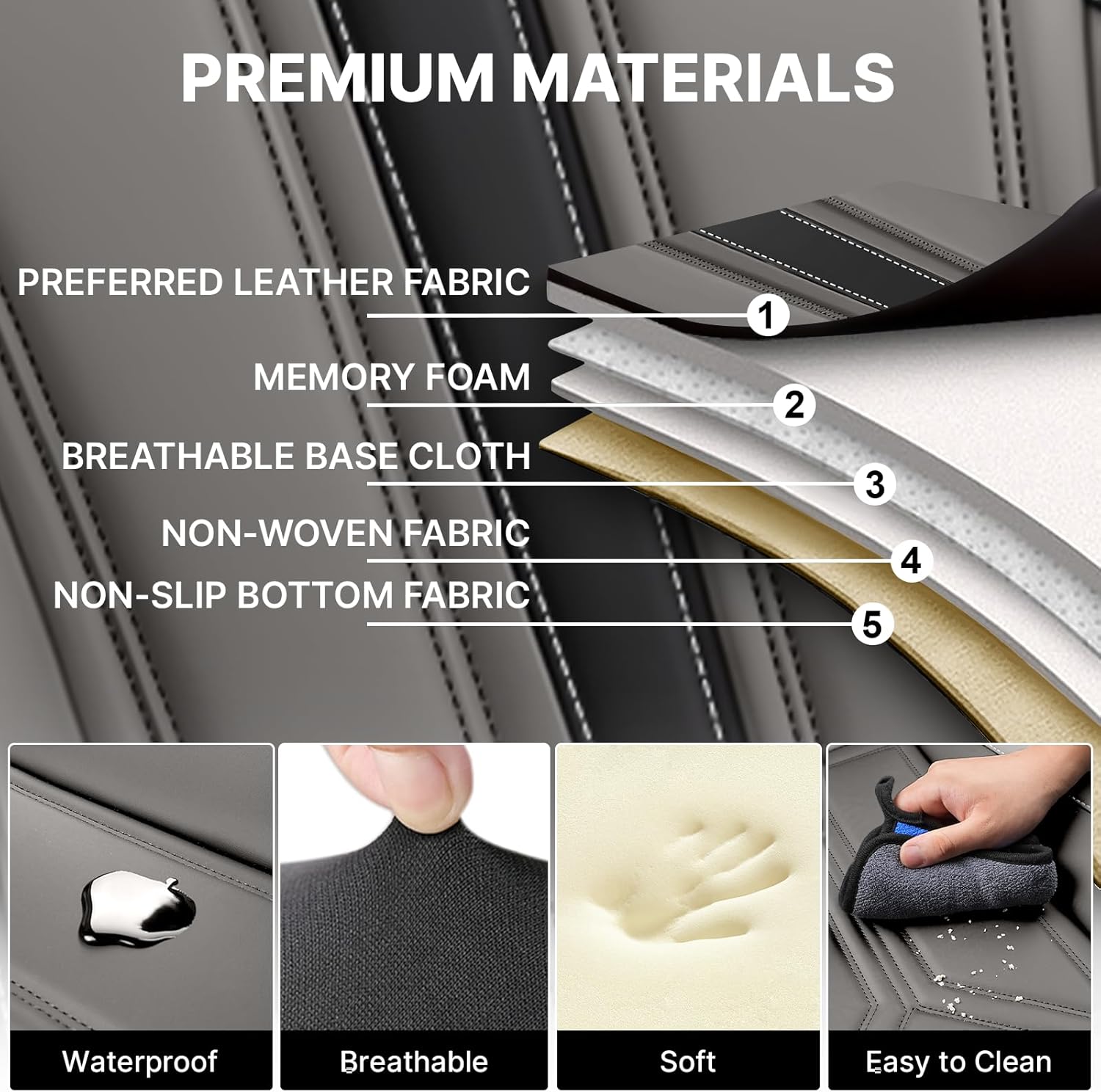 Car Seat Cover for Hyundai Tucson Hybrid 2022-2026,Leather Seat Cover for Car,Breathable Vehicle Cushions Cover Waterproof Protectors Seat Protector, (Full Set,Black&Gray)