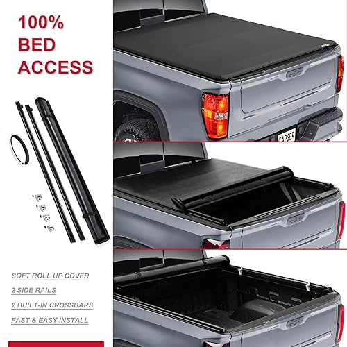 Miniatura 9 de CAPSER Cubierta tonneau enrollable suave de 5.8 pies compatible con Chevy Silverado 2019-2024GMC Sierra 1500 Fleetside 5.8 pies (69.9 pulgadas)