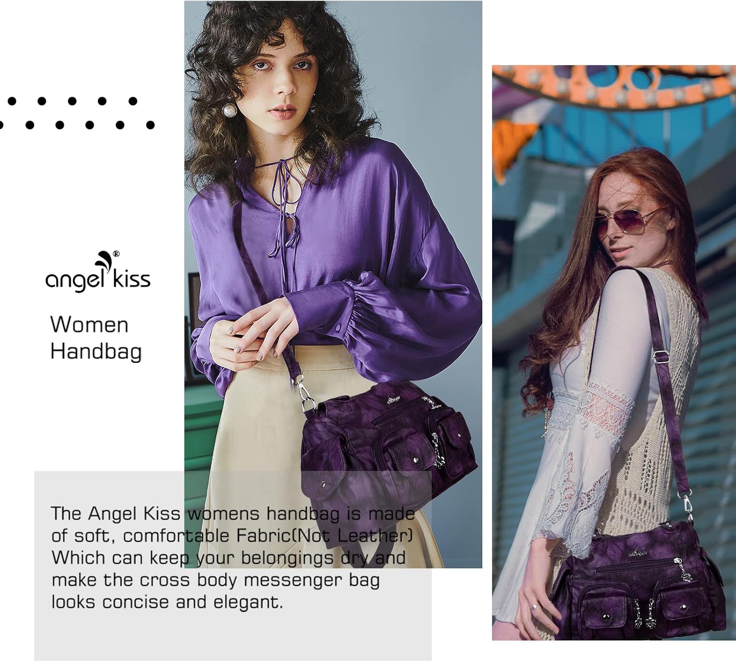 Angel Kiss Purses for Women Hobo Bag Soft PU Leather Shoulder Bag for Women - Image 2