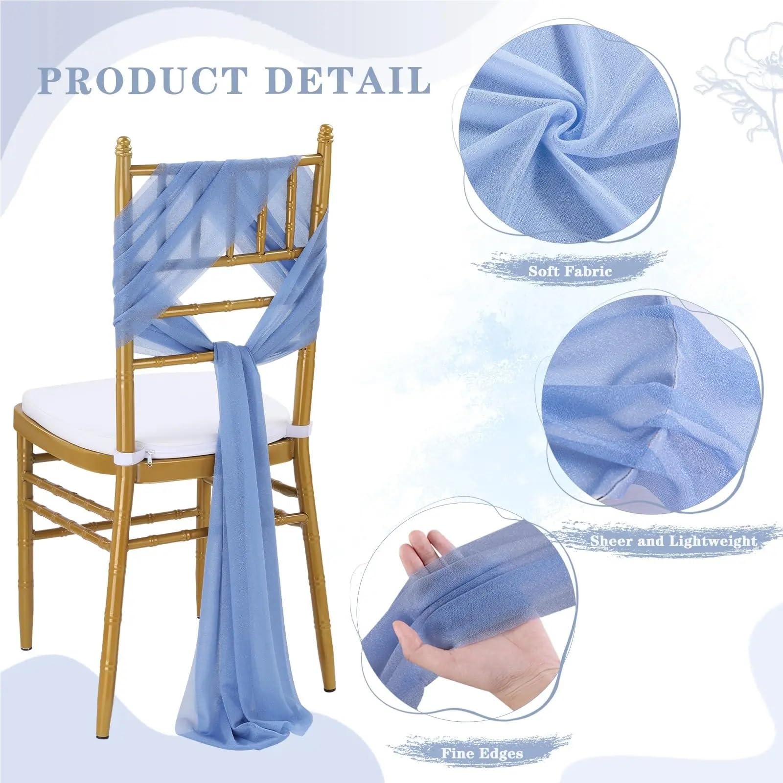 Stuhlschleife Hochzeit Set of 10 Like Chiffon Chair Sashes Wedding Decoration for Aisle Decorations Party Banquet Event Baby Shower，17x250cm Long(Dusty Gray)