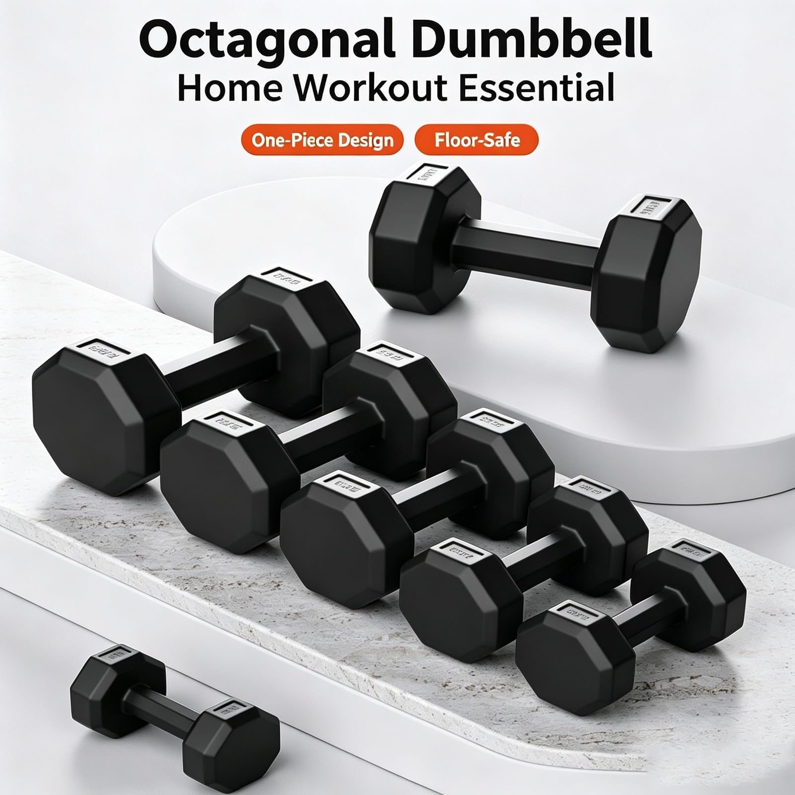 Mancuernas Octogonales PVC, Pesas de Gimnasio Doméstico