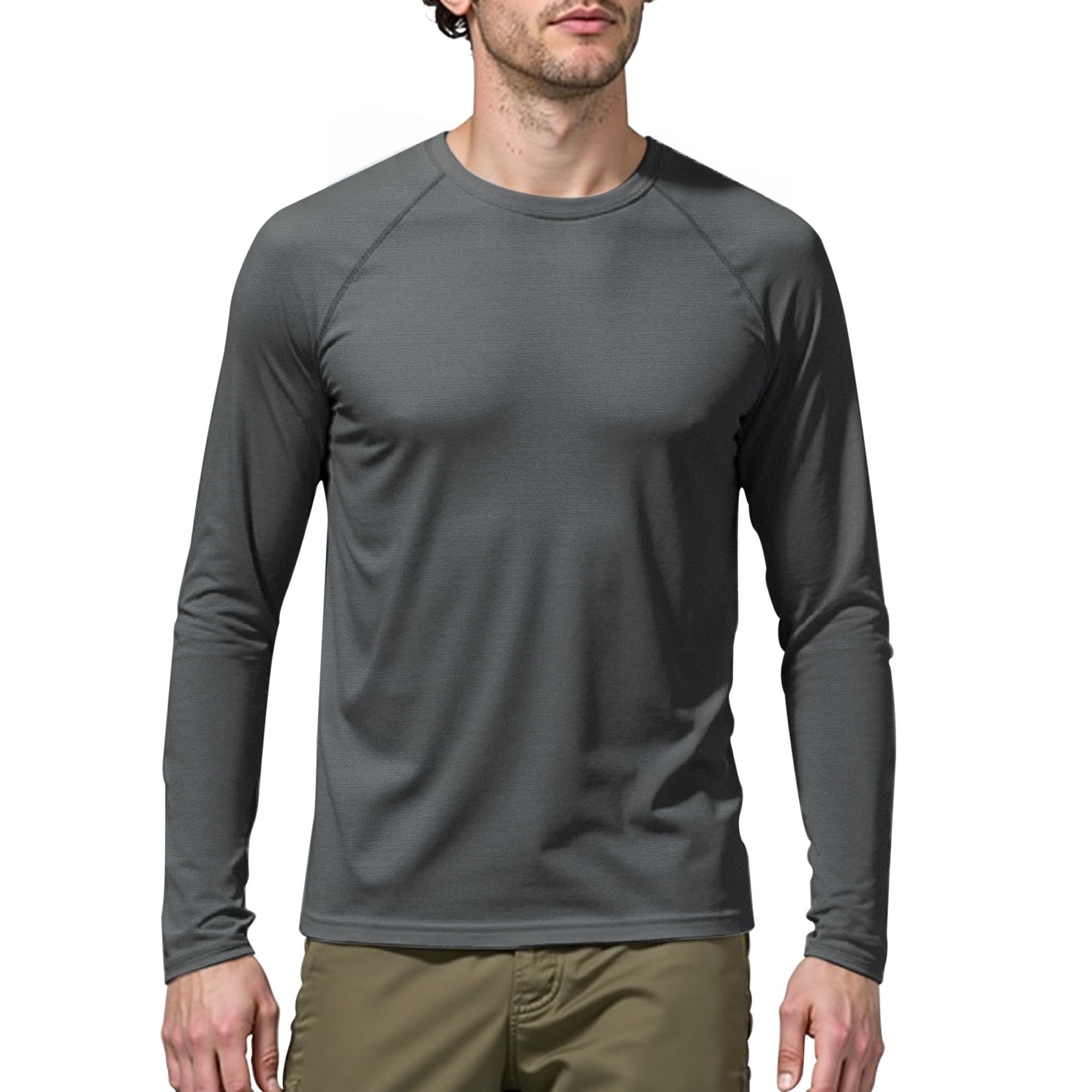 ineepor Merino Shirt Herren Langarm Funktionsshirt Sportshirt Wandershirt | Atmungsaktiv, Schnelltrocknend, Geruchshemmend, Long Sleeve, Gym, Fitness, Trekking