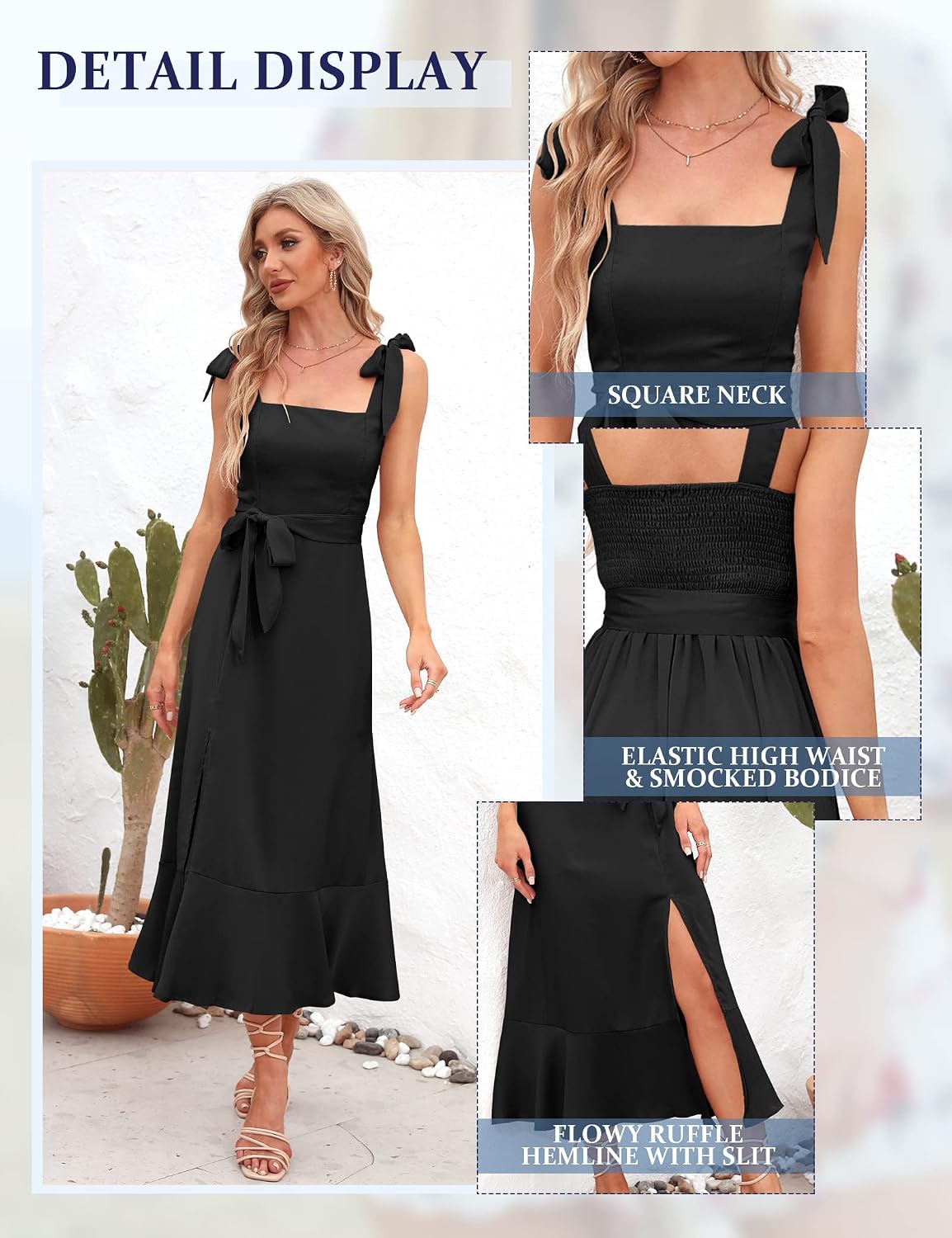 ROYAL MATRIX Women's Semi Formal Midi Dresses Wedding Guest Dress Cocktail Party Dress