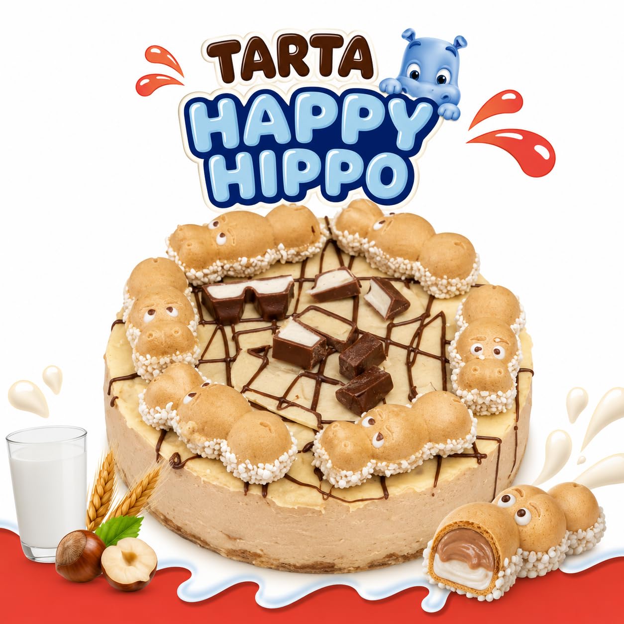 Happy Hippo - Chocolate con Crema de Avellanas - Caja 28 Unidades de 20,7G - Dulces y Chocolates para Mesas Dulces, Regalos Originales, Detalles para Bodas, Comuniones y Cumpleaños