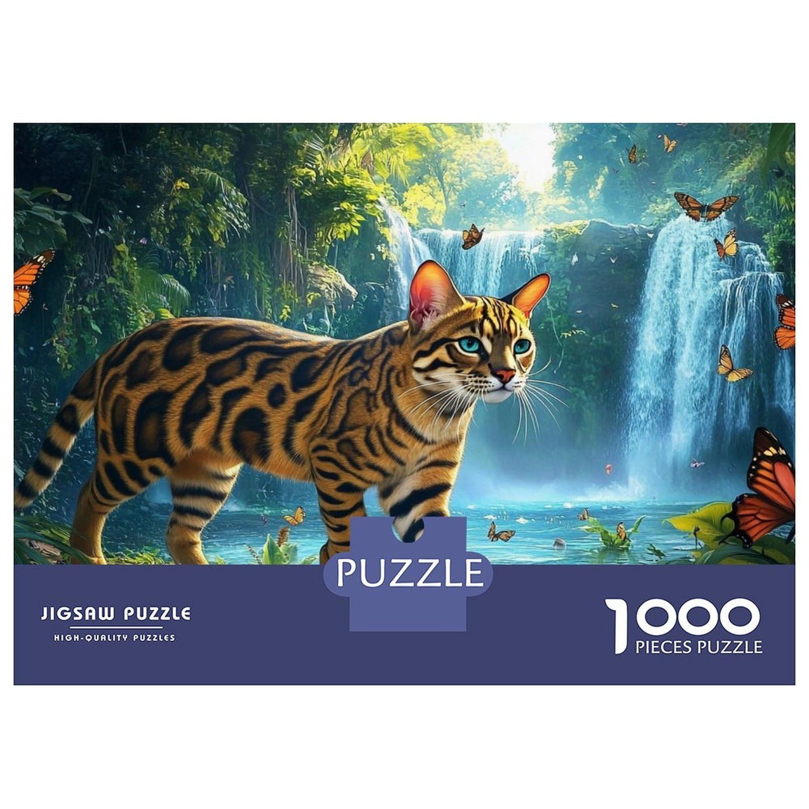 Tropical Rainforest Waterfall Jigsaw Puzzle for Adults 1000 Piece Jigsaw Puzzle Big Cat Relaxing Home Gift 70x50cm/1000pcs