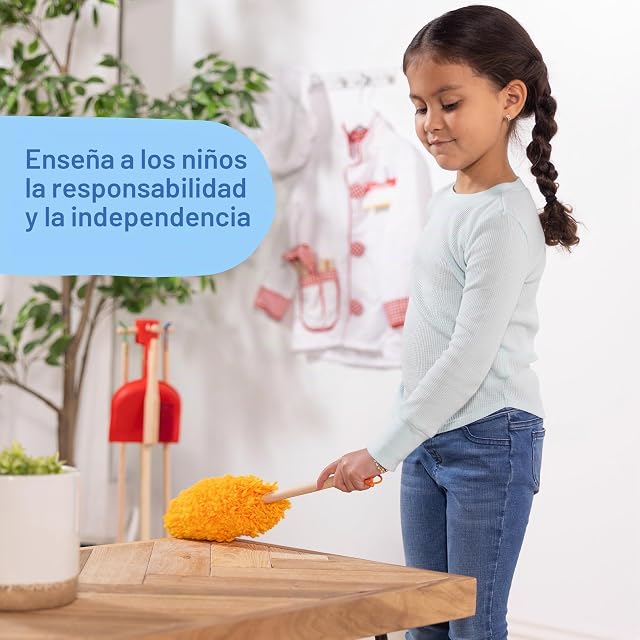 Foto 4 de 8 de Melissa & Doug Dust Sweep Mop, 6 piezas Set de limpieza infantil con escoba y accesorios, actividades…