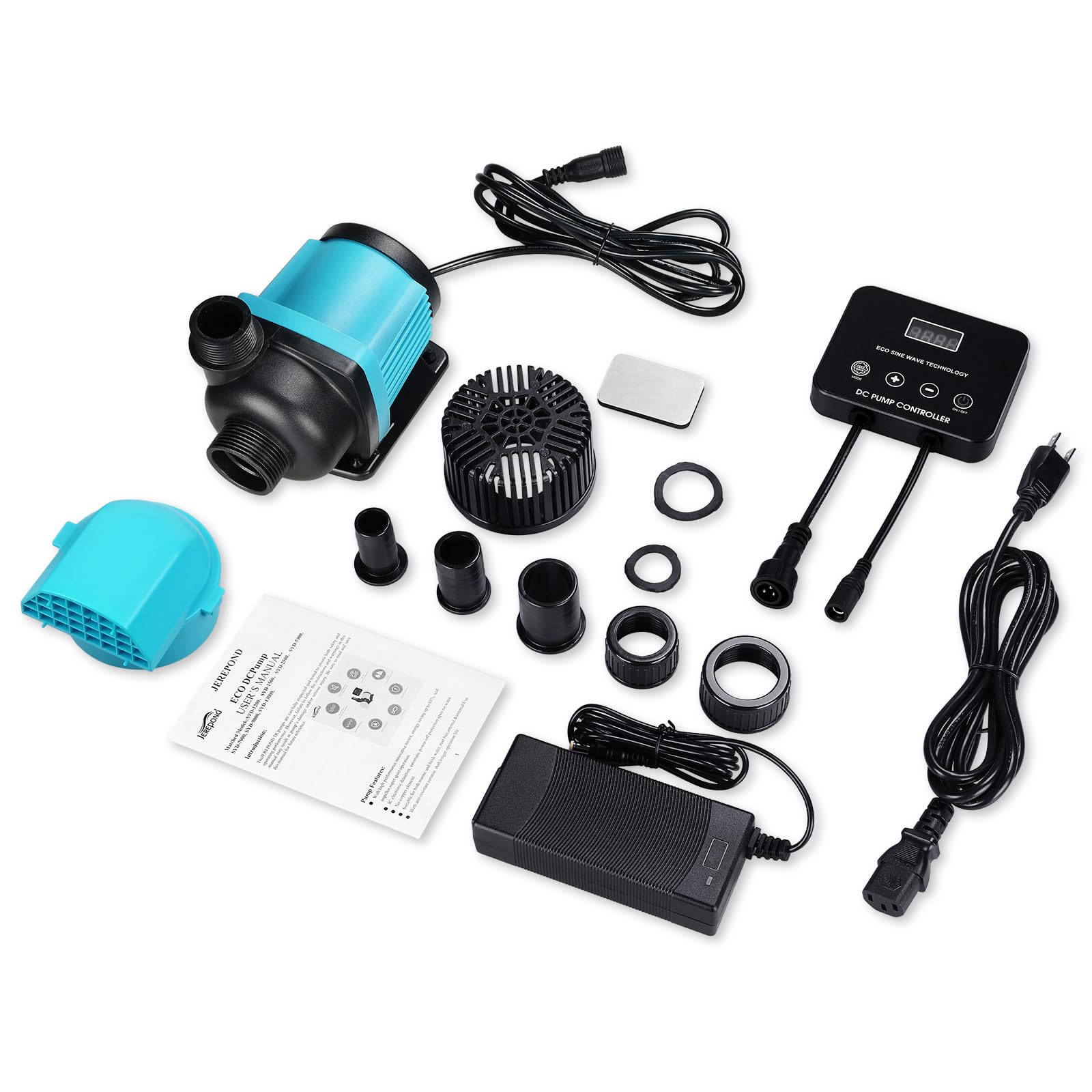 Aquarium-Rücklaufpumpe mit LCD-Display-Controller, DC 24 V, 35 W Aquariumpumpe für Salzwasser, Süßwasser-Aquarien, Aquarien, Aquarien, Ölwanne, 20 Geschwindigkeiten, Eco, leise Tauch- und