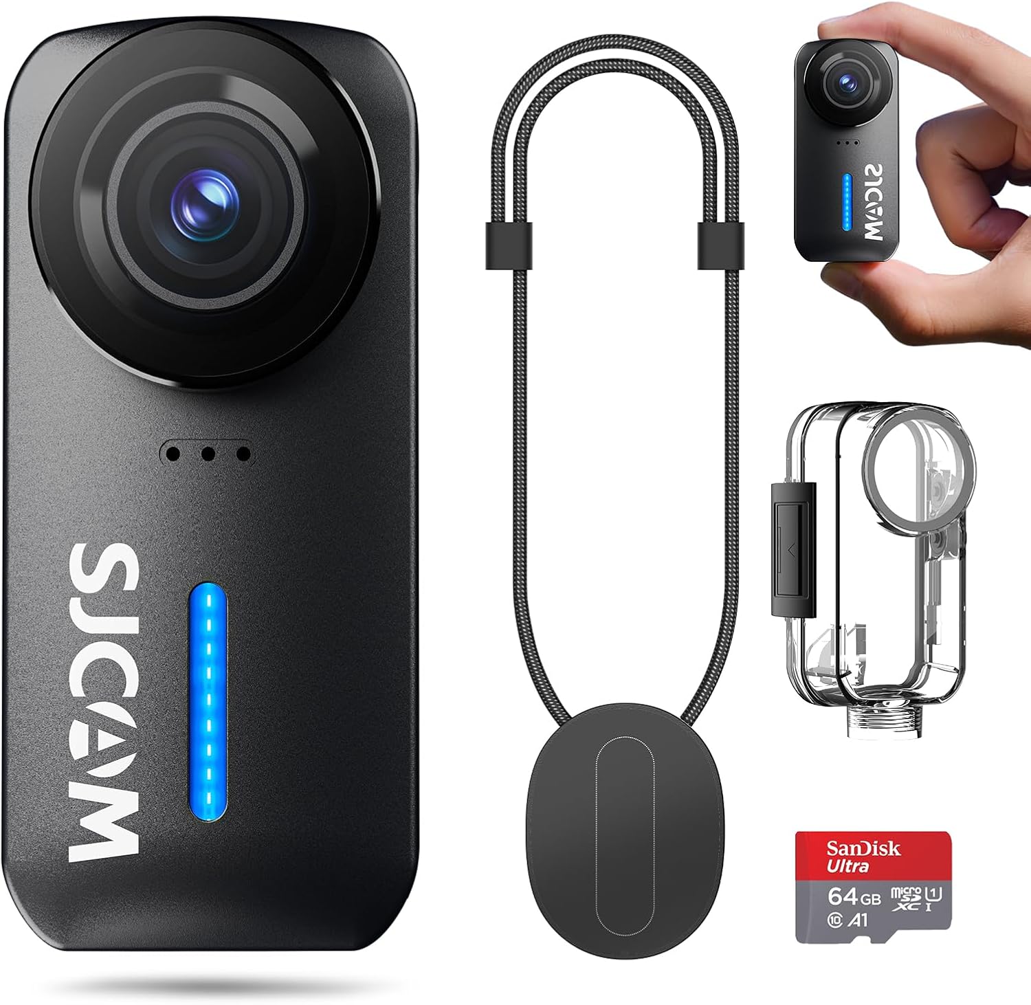 SJCAM 4K Pocket Cam, Tiny Action Camera, Mini Stabilized Body Camera & Portable POV, Waterproof, Wearable, Built-in Spkr & Mic for Vlogging, Helmet & Chest Mountable, Black