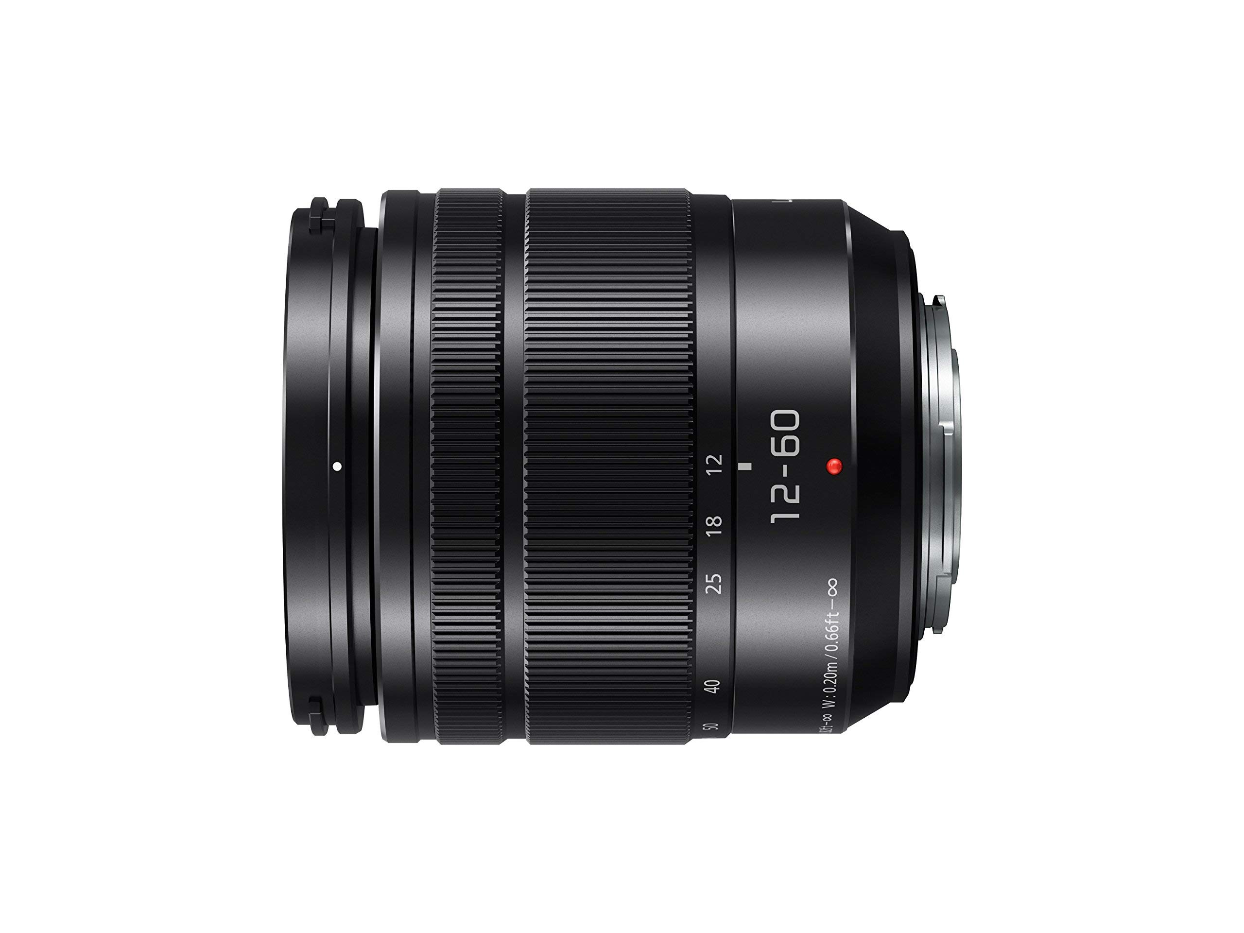 Panasonic H-FS12060E LUMIX G Vario 12-60 mm F3.5-5.6 ASPH. Objectif (Zoom 5X, stabilisateur d'image Power O.I.S, Protection Contre la poussière/Les éclaboussures) Noir (reconditionné)