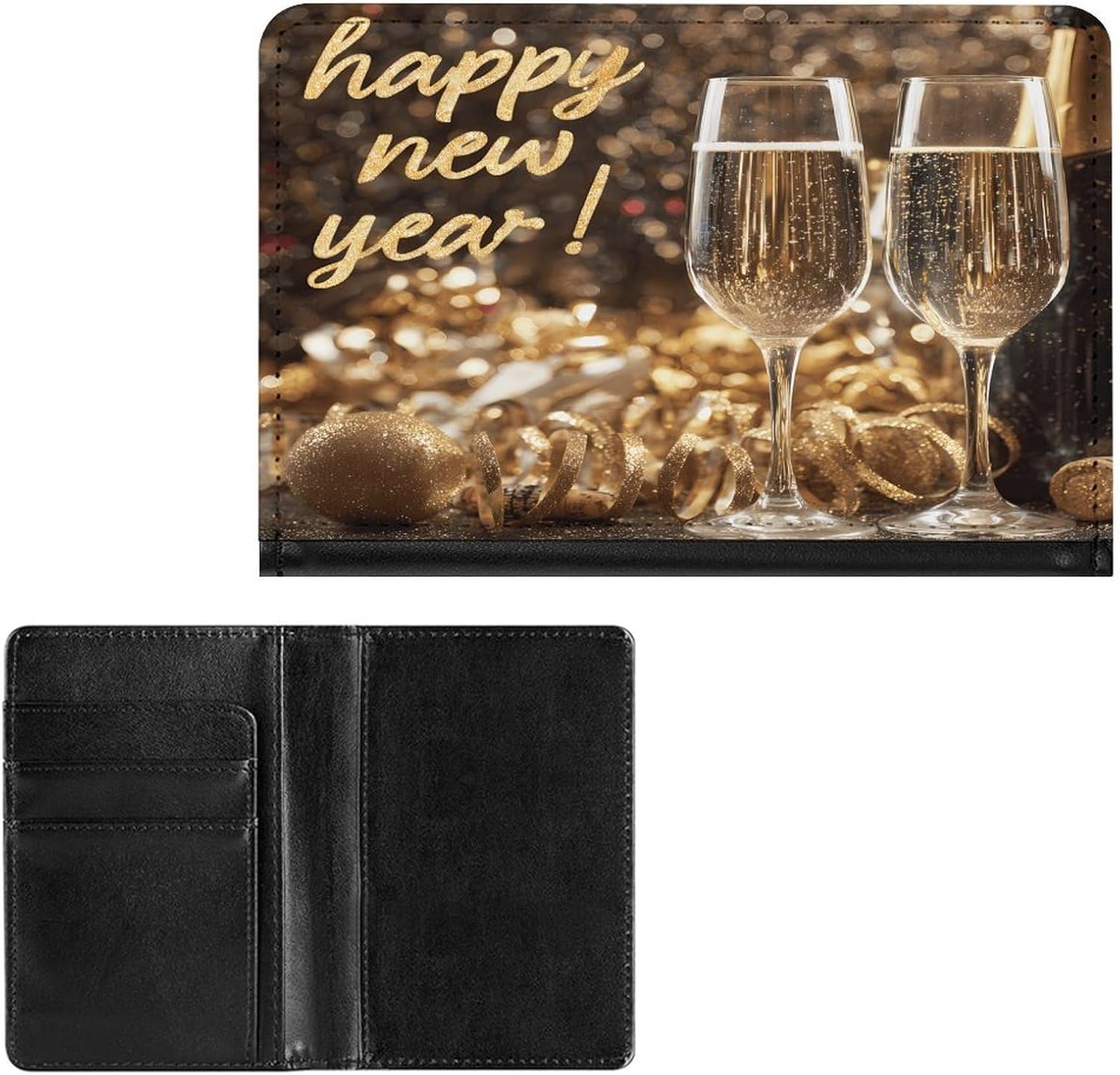 Happy New Year Travel Passport Holder Passports Protective Cover for Women Men with Card Slots